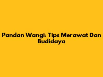Pandan Wangi: Tips Merawat Dan Budidaya