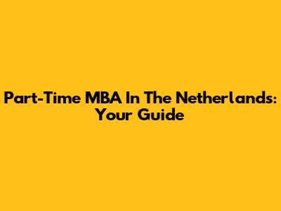 Part-Time MBA In The Netherlands: Your Guide