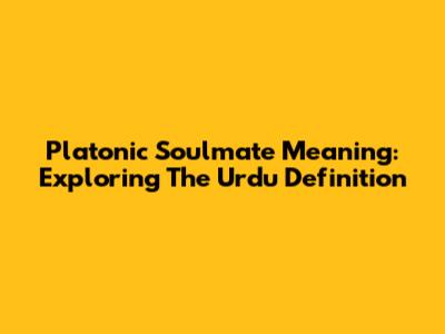 Platonic Soulmate Meaning: Exploring The Urdu Definition