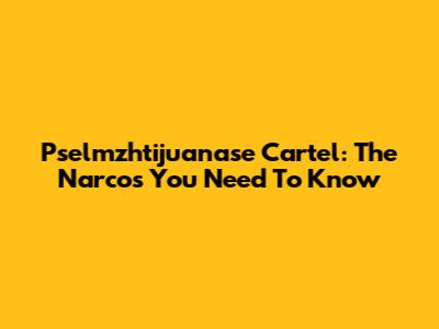 Pselmzhtijuanase Cartel: The Narcos You Need To Know