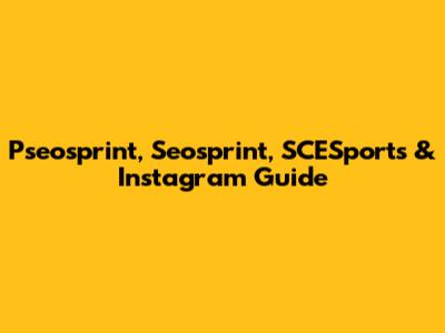 Pseosprint, Seosprint, SCESports & Instagram Guide