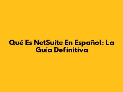 Qué Es NetSuite En Español: La Guía Definitiva