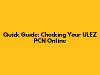 Quick Guide: Checking Your ULEZ PCN Online