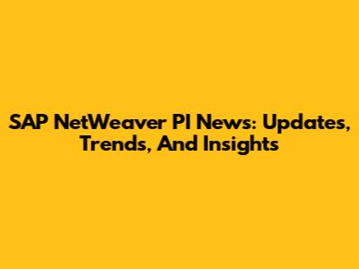 SAP NetWeaver PI News: Updates, Trends, And Insights