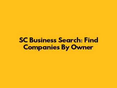 SC Business Search: Find Companies By Owner