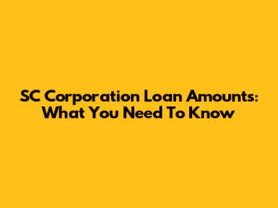 SC Corporation Loan Amounts: What You Need To Know