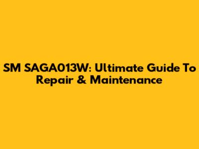 SM SAGA013W: Ultimate Guide To Repair & Maintenance