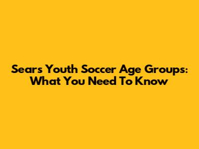 Sears Youth Soccer Age Groups: What You Need To Know