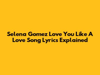 Selena Gomez "Love You Like A Love Song" Lyrics Explained