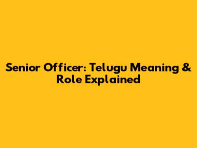 Senior Officer: Telugu Meaning & Role Explained