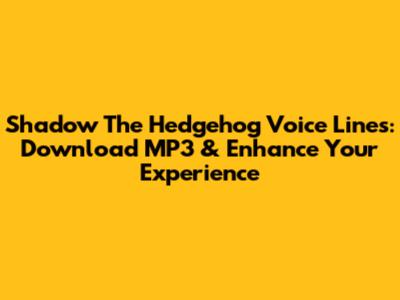 Shadow The Hedgehog Voice Lines: Download MP3 & Enhance Your Experience
