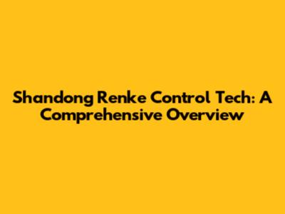Shandong Renke Control Tech: A Comprehensive Overview