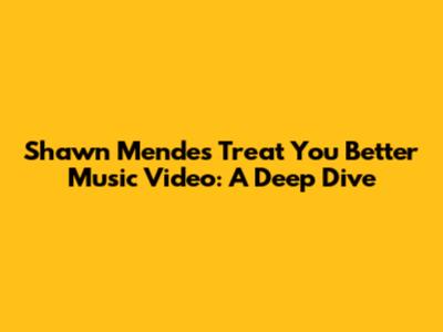 Shawn Mendes' 'Treat You Better' Music Video: A Deep Dive
