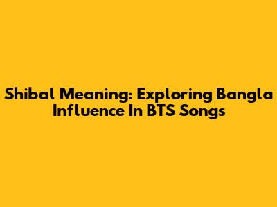 Shibal Meaning: Exploring Bangla Influence In BTS Songs