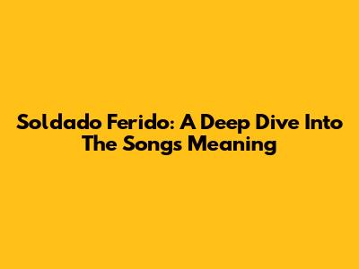 Soldado Ferido: A Deep Dive Into The Song's Meaning