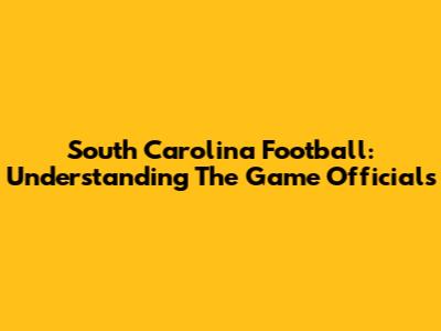 South Carolina Football: Understanding The Game Officials