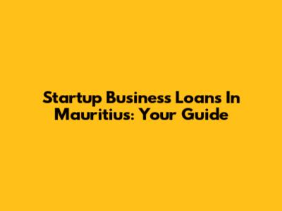 Startup Business Loans In Mauritius: Your Guide
