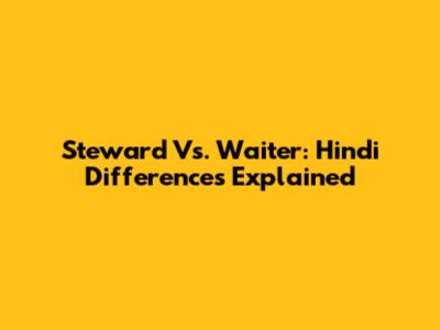 Steward Vs. Waiter: Hindi Differences Explained