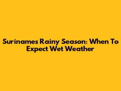 Suriname's Rainy Season: When To Expect Wet Weather