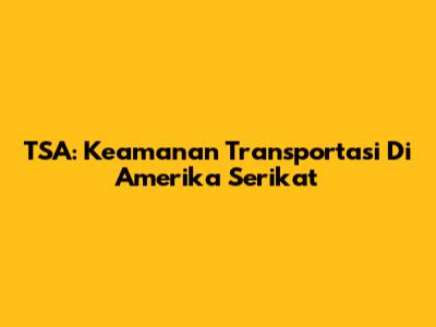 TSA: Keamanan Transportasi Di Amerika Serikat