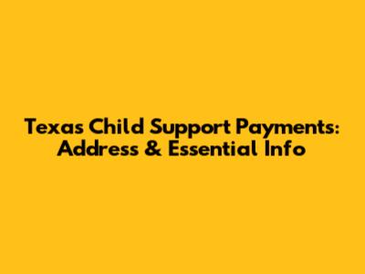 Texas Child Support Payments: Address & Essential Info
