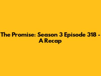 The Promise: Season 3 Episode 318 - A Recap