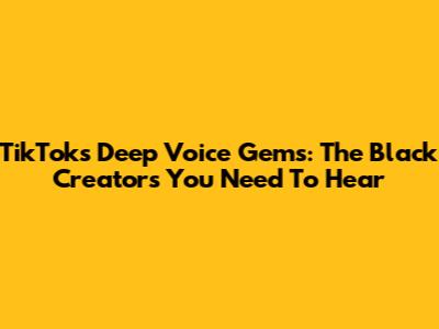TikTok's Deep Voice Gems: The Black Creators You Need To Hear