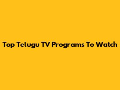Top Telugu TV Programs To Watch