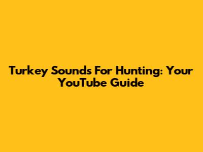 Turkey Sounds For Hunting: Your YouTube Guide