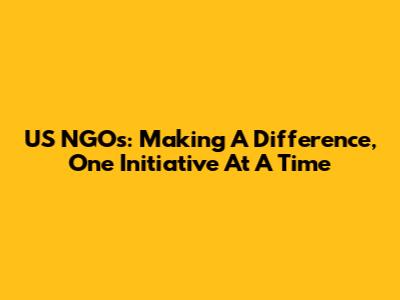 US NGOs: Making A Difference, One Initiative At A Time