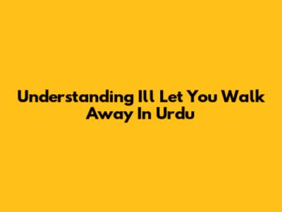 Understanding 'I'll Let You Walk Away' In Urdu