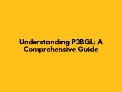 Understanding P3BGL: A Comprehensive Guide