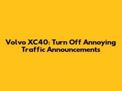 Volvo XC40: Turn Off Annoying Traffic Announcements