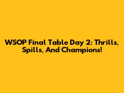 WSOP Final Table Day 2: Thrills, Spills, And Champions!