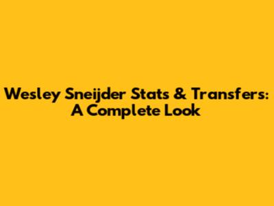 Wesley Sneijder Stats & Transfers: A Complete Look