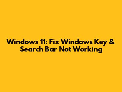 Windows 11: Fix Windows Key & Search Bar Not Working