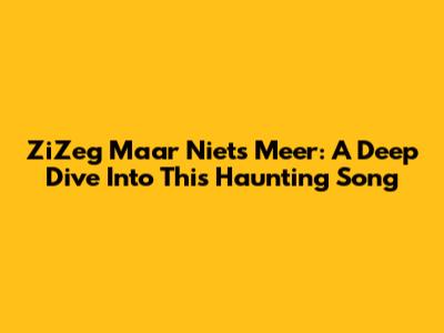 ZiZeg Maar Niets Meer: A Deep Dive Into This Haunting Song